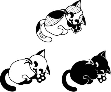 Tek renkli kedilerin sevimli ikonları.