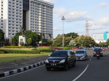 JAKARTA, INDONESIA - December 2, 2017: Traffic around Menteng district.
