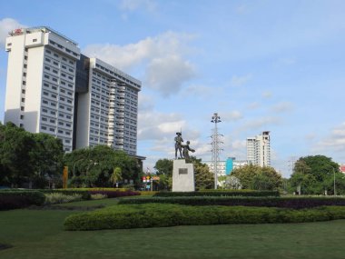 Jakarta, Endonezya - 2 Aralık 2017: Kahramanlar Anıt veya çiftçiler Anıtı (Endonezya: Patung Pahlawan veya Tugu Tani)
