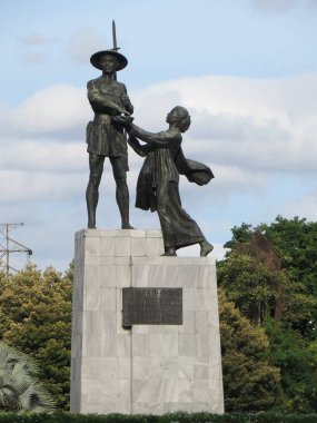 Jakarta, Endonezya - 2 Aralık 2017: Kahramanlar Anıt veya çiftçiler Anıtı (Endonezya: Patung Pahlawan veya Tugu Tani)