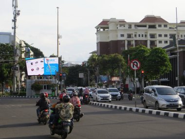 JAKARTA, INDONESIA - December 2, 2017: Traffic around Menteng district.