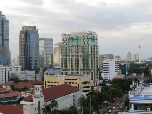 Jakarta Indonesia December 2017 Cityscape Menteng Tower Monas Background — Stock Photo, Image