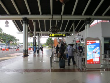 JAKARTA, INDONESIA - February 8, 2018: Terminal 1A departure entrance at Soekarno-Hatta Airport.