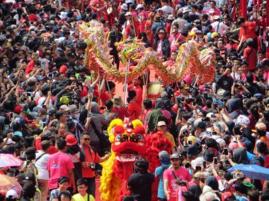 JAKARTA, INDONESIA - March 4, 2018: Cap Go Meh carnival in Glodok, Jakarta's chinatown.