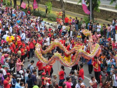 JAKARTA, INDONESIA - March 4, 2018: Cap Go Meh carnival in Glodok, Jakarta's chinatown.