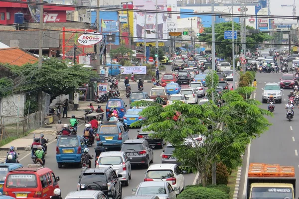 Depok Indonésia Março 2017 Tráfego Congestionado Jalan Margonda — Fotografia de Stock