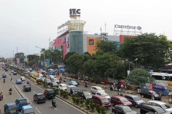 Ντεκόκ Ινδονησία Μαρτίου 2017 Κυκλοφοριακή Συμφόρηση Στο Jalan Margonda — Φωτογραφία Αρχείου