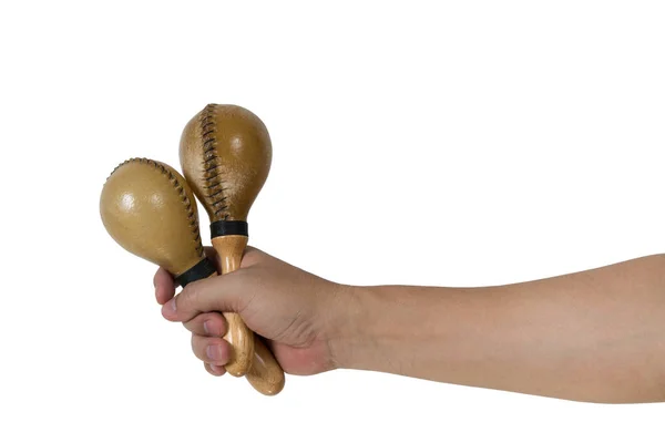 Uomo mano che tiene maracas — Foto Stock