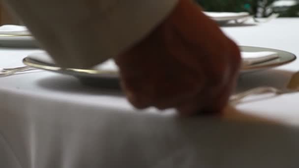 Waiter serving table — Stock Video