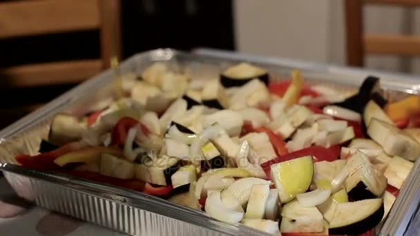 Person cooks ratatouille — Stock Video