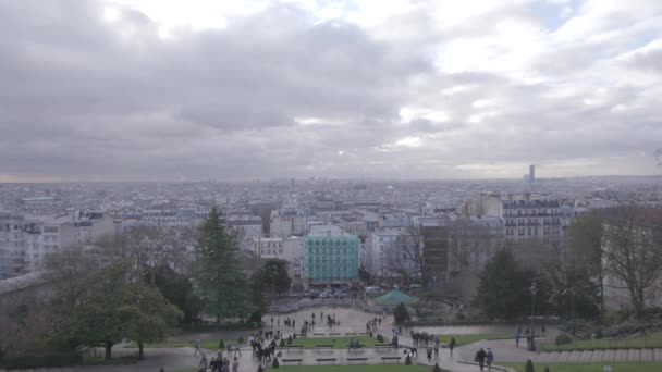 Cloudy Paris Skyline Morning — Stock Video