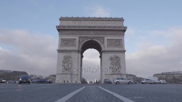 Παρίσι Γαλλία 15Η Ιανουαρίου 2018 Traffic Ηλύσια Πεδία — Αρχείο Βίντεο