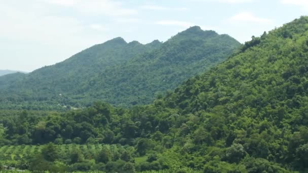 Green Asian Mountains Seen Drone — Stock Video