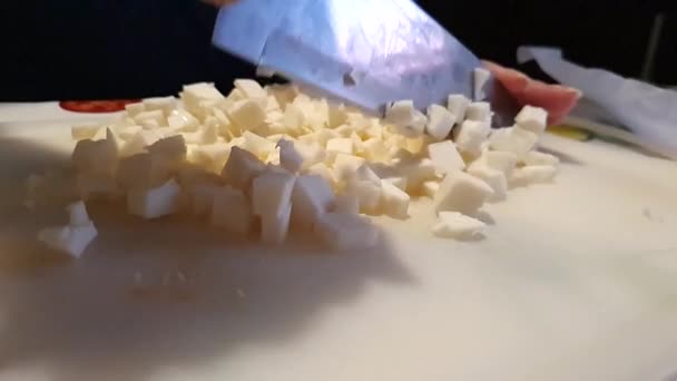Шеф Кухар Джинси Моцарелла Італійської Піци Повільному Русі — стокове відео