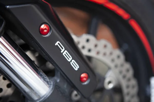 Motorcykel Bremse Med Abs System Makro Detaljer Stock-billede