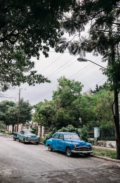 Retro Autos Auf Der Straße Geparkt Havanna Kuba — Stockfoto