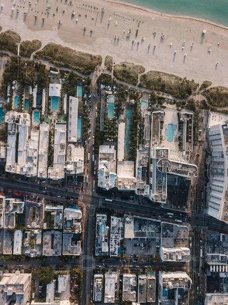 Aerial View Sandy Beach Cityscape Miami Beach Florida Usa — Stock Photo, Image