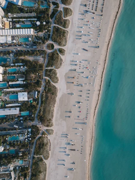 Vista Aérea Playa Arena Hoteles Piscinas Miami Beach Florida — Foto de Stock