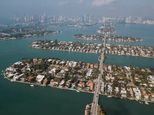 Vista Aérea Das Ilhas Venezianas Miami Beach Flórida Eua — Fotografia de Stock