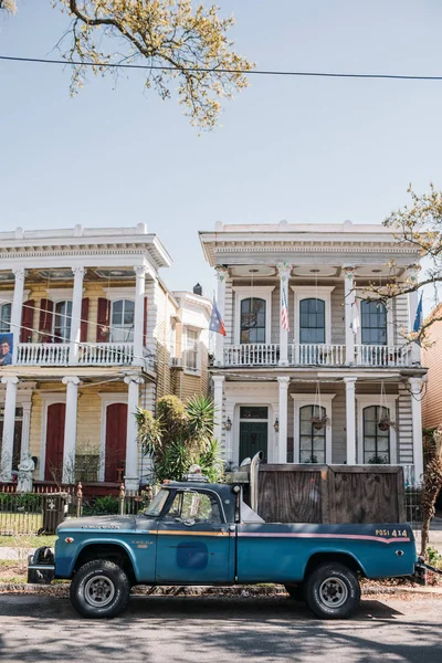 old townhouses and car, New Orleans, USA