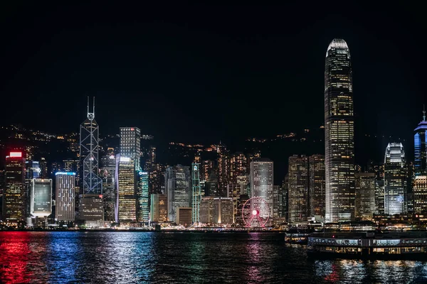 Noc Dzielnicy Tsim Sha Tsui Hong Kong Architektura — Zdjęcie stockowe