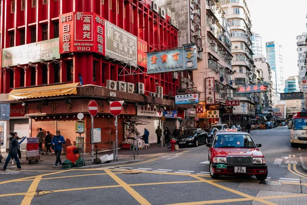 Mongkok Kentsel Mimari Sokak Yol Ile Çin Reklam — Stok fotoğraf