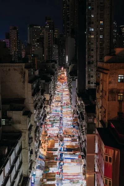 Winkelen Winkels Weg Bij Nacht — Stockfoto
