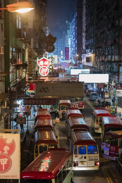 Verkeer Overvolle Straat Weg Mongkok — Stockfoto