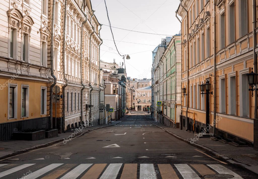 Empty Moscow streets during the quarantine lockdown in April 2020