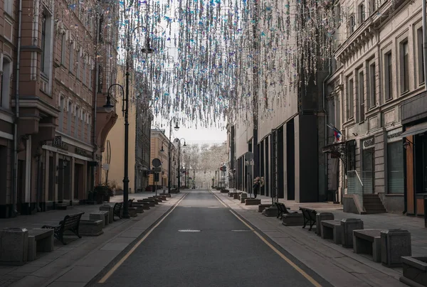 Leere Moskauer Straßen während der Quarantäne-Sperrung im Mai 2020 — Stockfoto