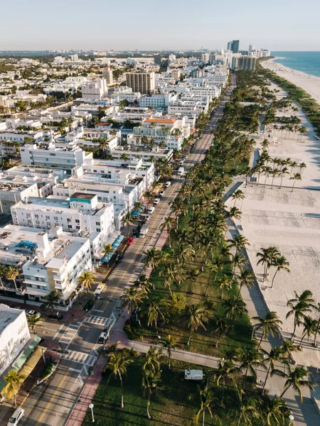 Widok z lotu ptaka na plażę Miami, Floryda, usa — Zdjęcie stockowe