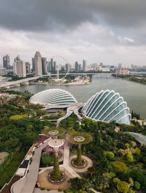 Aerial view of Gardens by the Bay in Singapore. clipart