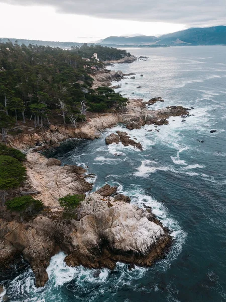 Lone Cypress tree scenic aerial view along famous 17 Mile Drive road in Monterey. — Stock Photo, Image