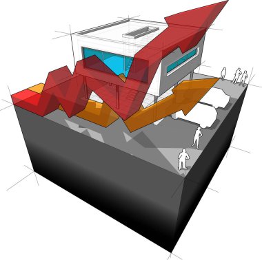 İş oklar ve modern ev diyagramı