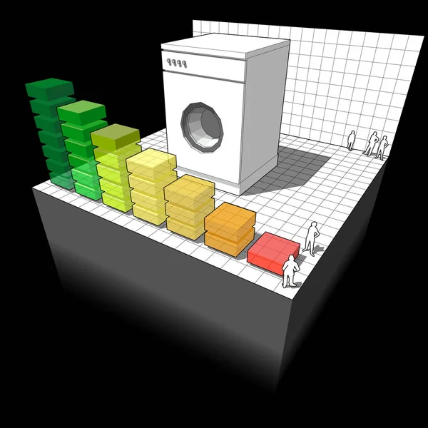 Wasmachine en energie rating diagram — Stockvector