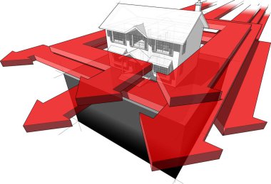 Klasik sömürge ev ve birçok okları diyagramı