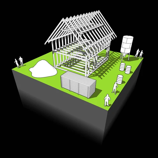 Dom wolnostojący ramy diagramu — Wektor stockowy