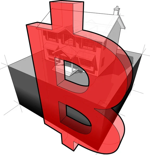 diagram of a classic colonial house and bitcoin sign