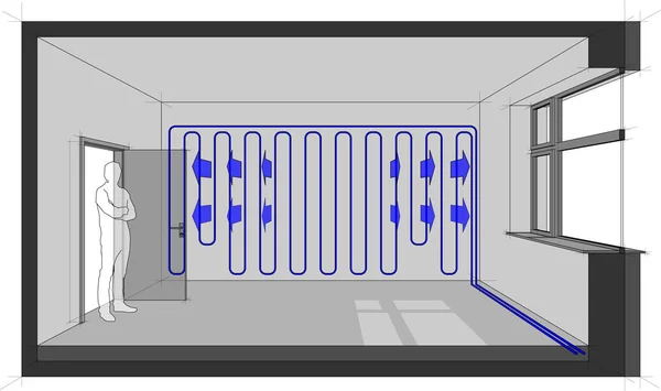 Схема Кімнати Охолодженої Охолодженням Стін — стоковий вектор