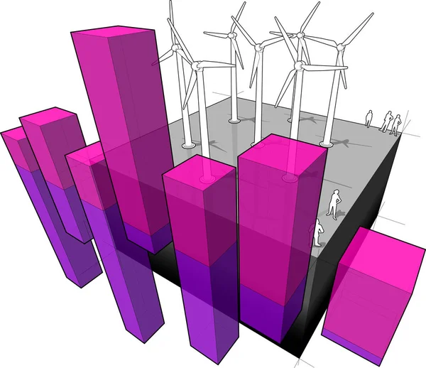 Diagram Van Een Turbine Windpark Met Abstracte Zaken Diagram — Stockvector