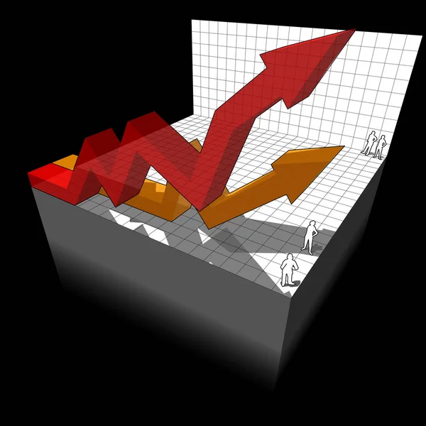 Diagram Facory Industrial Building Two Rising Business Diagram Arrows — 스톡 벡터