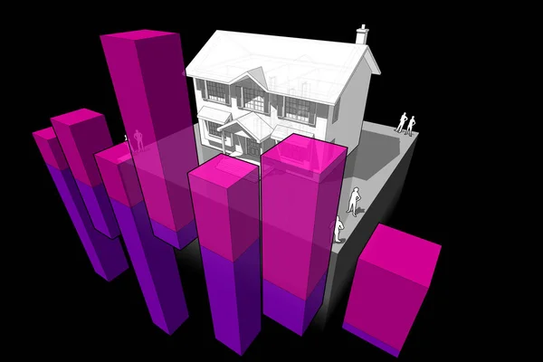 Diagrama Uma Casa Colonial Clássica Com Diagrama Negócios Abstrato —  Vetores de Stock