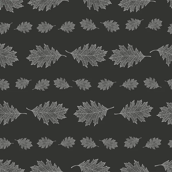 Безшовний Візерунок Сніжного Листя Червоного Дуба Розташований Горизонтально Quercus Rubra — стоковий вектор
