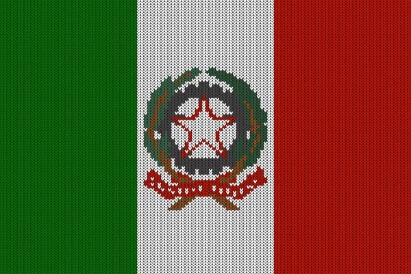 Bandera Escudo Armas República Italia Vector Tejido Lana Textura Bandera — Vector de stock