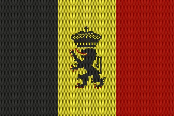 Enseigne Gouvernement Belge Sur Texture Laine Tricotée Vectorielle Drapeau Etat — Image vectorielle