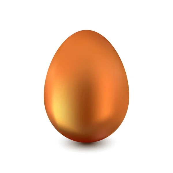 Реалистичное Пасхальное Яйцо Красного Золота Белом Фоне Легкой Тенью — стоковый вектор