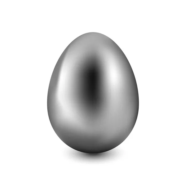 Uovo Pasqua Argento Sfondo Bianco Con Ombra Chiara — Vettoriale Stock
