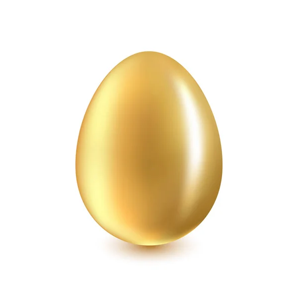 Uovo Oro Sfondo Bianco Con Ombra Chiara — Vettoriale Stock