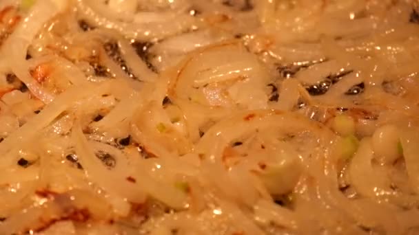 Golden Onions Fried Frying Pan — Stock Video