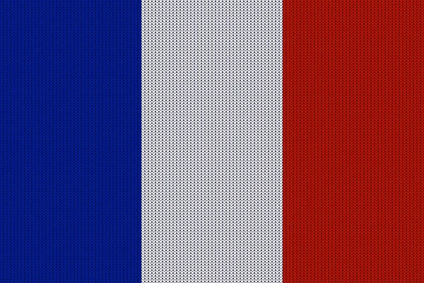 Drapeau France Sur Texture Laine Tricotée Vectorielle Drapeau Français Tricoté — Image vectorielle